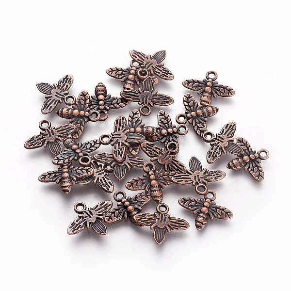 

PandaHall Tibetan Style Alloy Pendants, Lead Free and Cadmium Free, Bees, Red Copper, 14x16x2mm, Hole: 2mm Alloy Bees