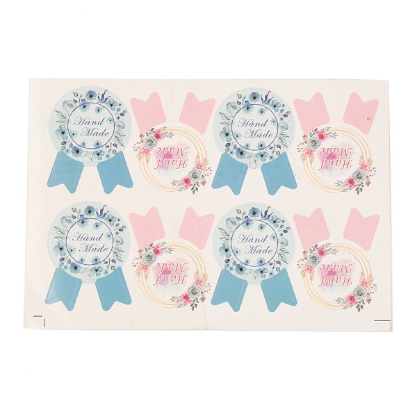 

PandaHall DIY Sealing Stickers, Label Paster Picture Stickers, for Gift Packaging, Floral Pattern with Word Handmade, Mixed Color..., Multicolor