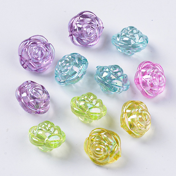 

PandaHall 3D Transparent Acrylic Beads, AB Color Plated, Flower, Mixed Color, 13x11mm, Hole: 1.6mm Acrylic Flower Multicolor