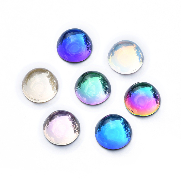 

PandaHall Transparent Glass Cabochons, Flat Back, Half Round/Dome, Mixed Color, 10x5.8~6mm Glass Half Round