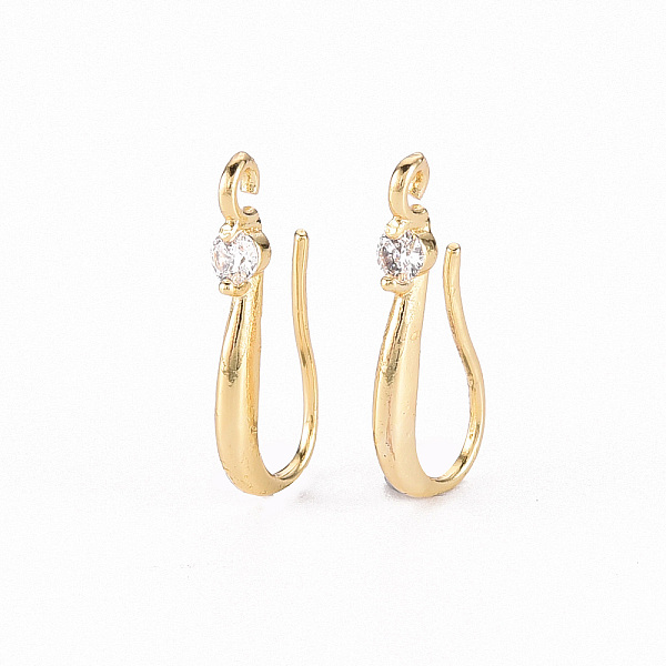 

PandaHall Brass Micro Pave Clear Cubic Zirconia Earring Hooks, with Horizontal Loop, Real 18K Gold Plated, 17.5x3mm, Hole: 1.2mm, Pin: 1mm...