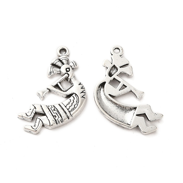 

PandaHall Tibetan Style Alloy Pendants, Man with Flute Charm, Antique Silver, 23x18.5x2mm, Hole: 1.3mm, about 333pcs/500g Alloy Human