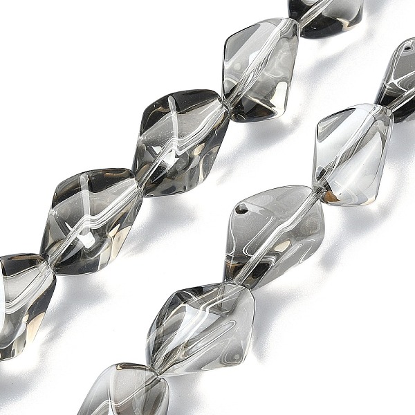 

PandaHall Pearl Luster Plated Electroplate Transparent Glass Beads Strands, Nuggets, Gray, 22x12.5x15mm, Hole: 1.4mm, about 30pcs/strand...