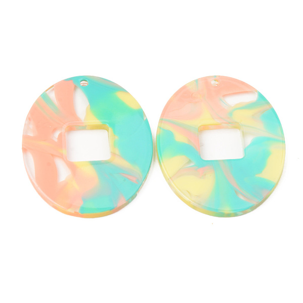 

PandaHall Acrylic Pendants, for DIY Bracelet Necklace Earring Jewelry Craft Making, Oval, Colorful, 34x27x2mm, Hole: 1.5mm Acrylic Oval