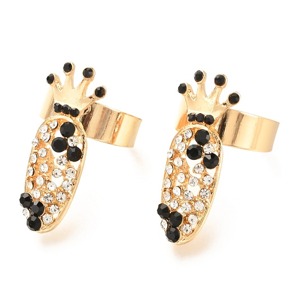 

PandaHall Alloy Women Fingernail Rings, with Acrylic Rhinestone, Nail Cover Ring Nail Art Charm Crown Finger Decoration, Light Gold..., Multicolor