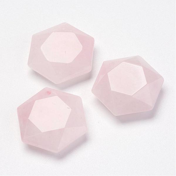 

PandaHall Natural Rose Quartz Pendants, Hexagon, 28~29x25x9~10mm, Hole: 1.5mm Rose Quartz Hexagon