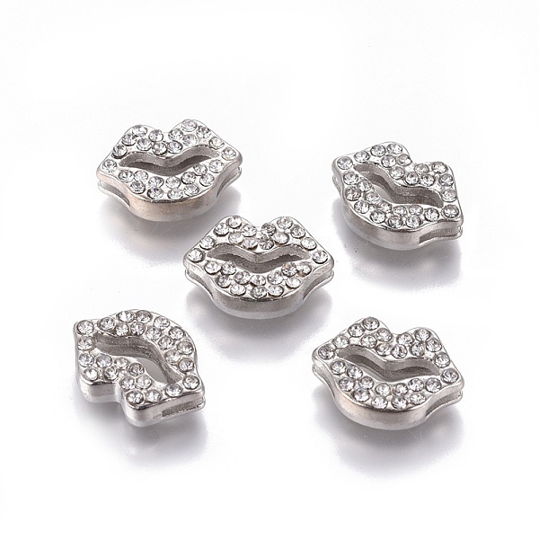 

PandaHall Alloy Rhinestone Slide Charms, Cadmium Free & Lead Free, Platinum, about 17mm wide, 12mm long, 4.5mm thick, hole: 1.5mm wide, 8mm...