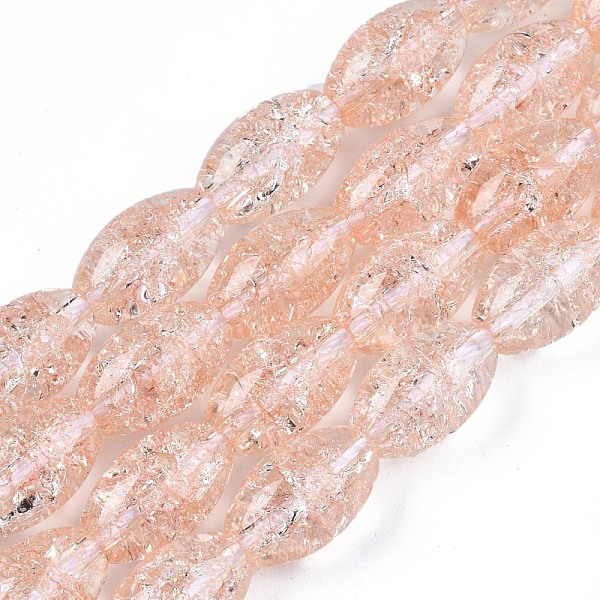 

PandaHall Transparent Crackle Glass Beads Strands, Dyed & Heated, Oval, Dark Salmon, 13x8mm, Hole: 1.2mm, about 30pcs/strand, 15.75''(40cm)...
