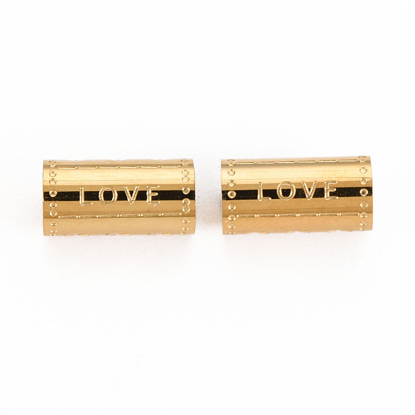 

PandaHall 304 Stainless Steel Beads, Column with Word Love & Heart, Real 14K Gold Plated, 12x6mm, Hole: 1.8mm 304 Stainless Steel Hexagon
