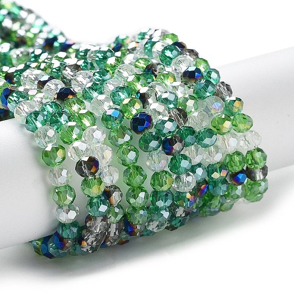 

PandaHall Glass Beads Strands, Faceted, Rondelle, Dark Green, 4x3mm, Hole: 0.4mm, about 123~127pcs/strand, 15.75~16.5 inch(40~42cm) Glass...