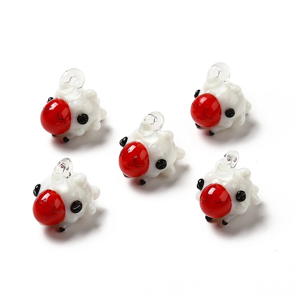 

PandaHall Handmade Lampwork Pendants, Sheep Charms, Red, 21~27x18~20x18~23mm, Hole: 1.6~5mm Lampwork Sheep Red