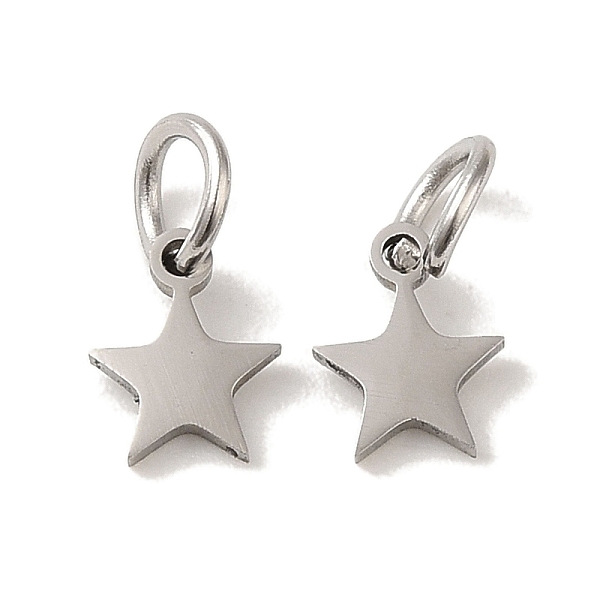 

PandaHall 201 Stainless Steel Charms, with Jump Rings, Laser Cut, Star Charm, Stainless Steel Color, 7x5.8x1mm, Hole: 3mm 201 Stainless...