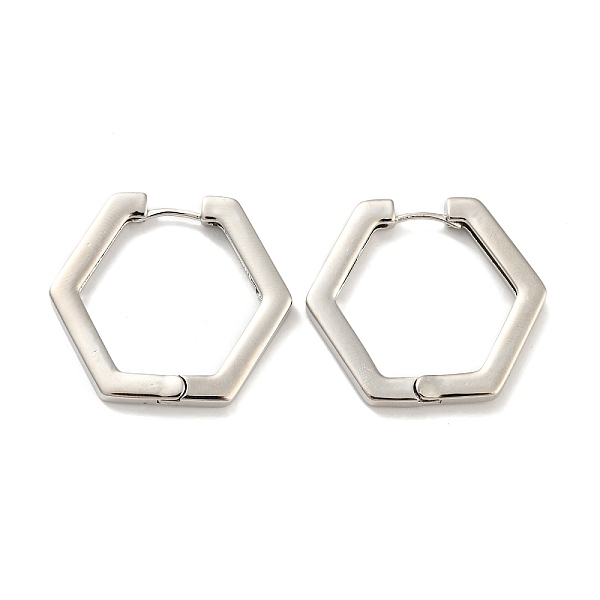 

PandaHall Brass Hoop Earrings, Hexagon, Platinum, 27.5x3mm Brass Hexagon