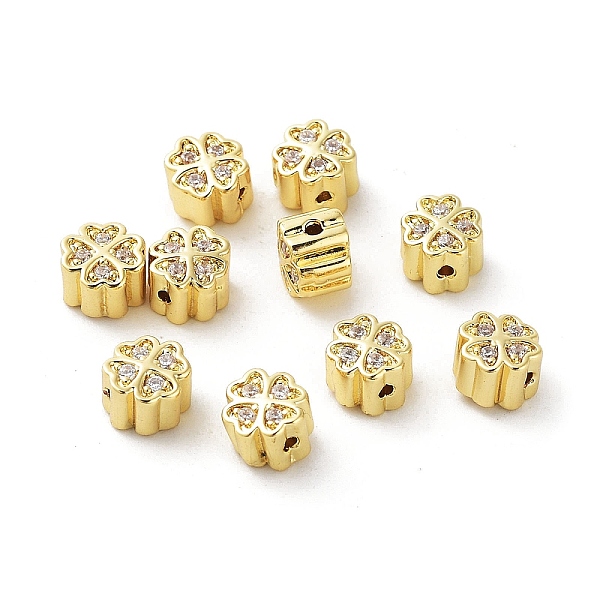 

PandaHall Brass Micro Pave Cubic Zirconia Beads, Clover, Real 16K Gold Plated, 5.5x5.5x4.5mm, Hole: 0.6mm Brass+Cubic Zirconia Clover Clear