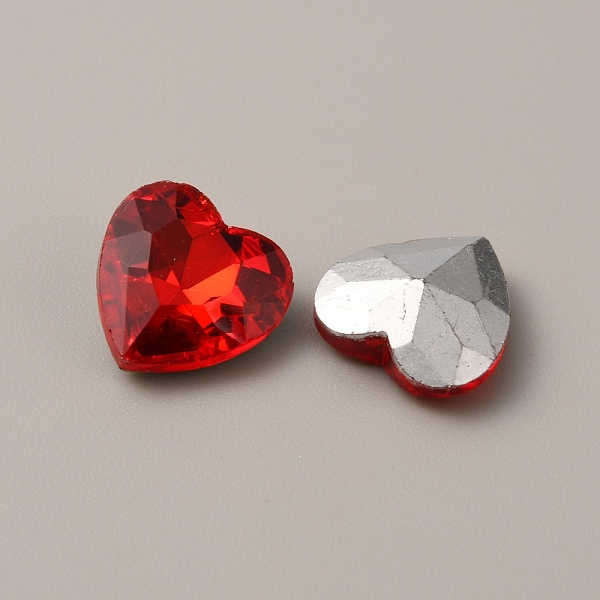 

PandaHall Glass Rhinestone Cabochons, Pointed Back & Back Plated, Heart, Light Siam, 12x12x5mm Glass Rhinestone Heart Red