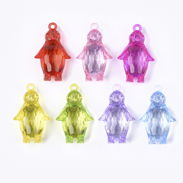 

PandaHall Transparent Acrylic Pendants, Faceted, Penguin, Mixed Color, 48x29x16mm, Hole: 3mm Acrylic Penguin Multicolor