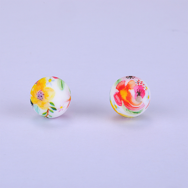

PandaHall Printed Round with Flower Pattern Silicone Focal Beads, Yellow, 15x15mm, Hole: 2mm Silicone Round Yellow