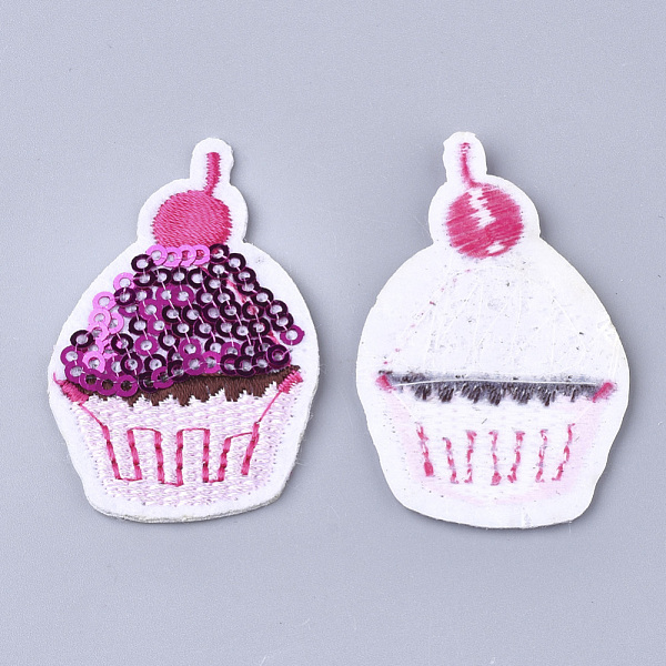 

PandaHall Computerized Embroidery Cloth Iron On Patches, with Paillette, Costume Accessories, Appliques, Cake, Magenta, 51x33x1.5mm Cloth..., Pink