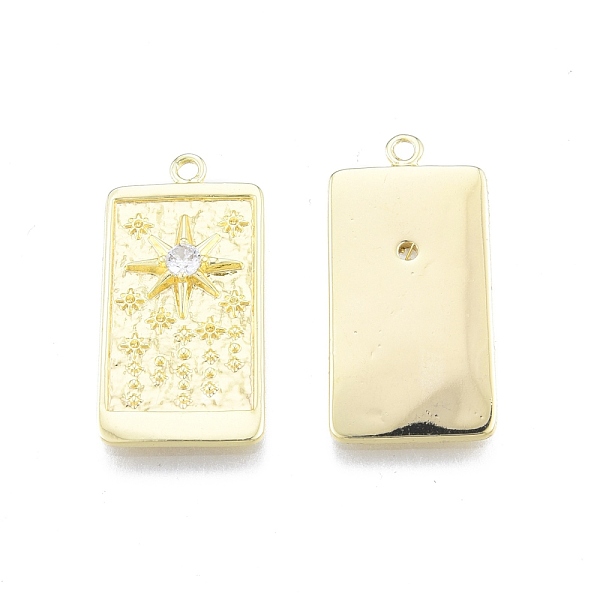 

PandaHall Brass Micro Pave Clear Cubic Zirconia Pendants, Rectangle with Star, Real 18K Gold Plated, 27.3x13.7x3mm, Hole: 1.5mm Brass+Cubic...