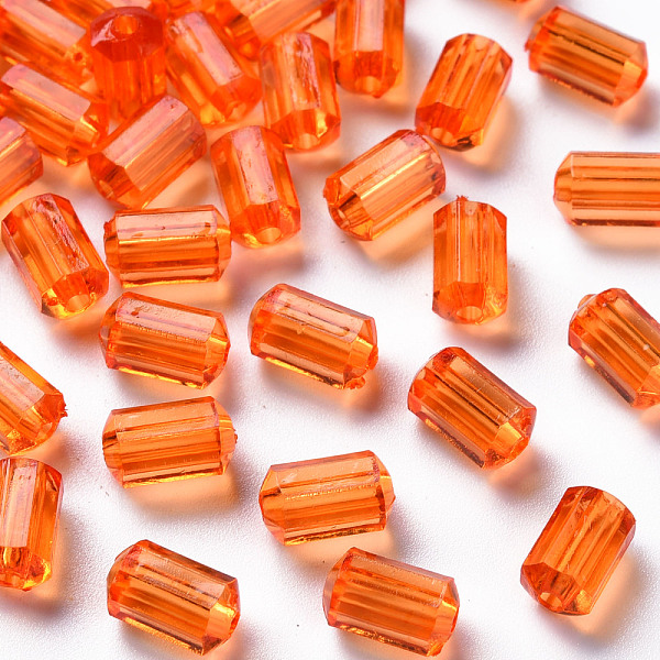 

PandaHall Transparent Acrylic Beads, Faceted, Polygon, Dark Orange, 9x5mm, Hole: 1.8mm, about 3496pcs/500g Acrylic Polygon