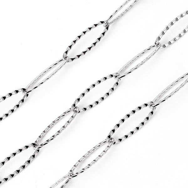 

PandaHall 304 Stainless Steel Cable Chains, Textured, Soldered, with Spool, Oval, Stainless Steel Color, 20x6x1mm, about 32.8 Feet(10m)/roll...