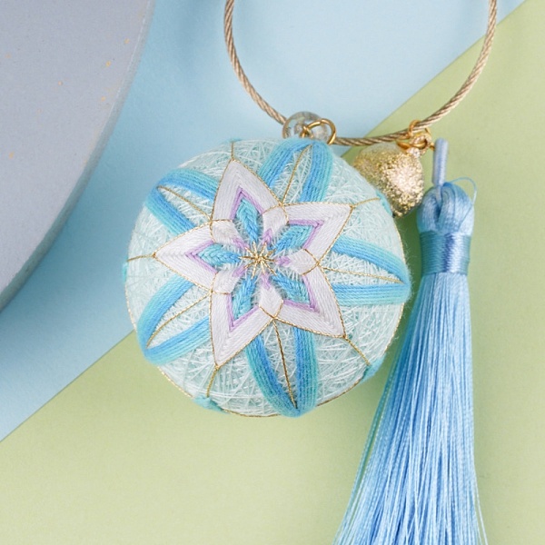 PandaHall DIY Embroidery Temari Ball Keychain Kits, Including Iron Needles, Tape Measure, Cotton Threads, Metallic Cord, Polyester Threads...
