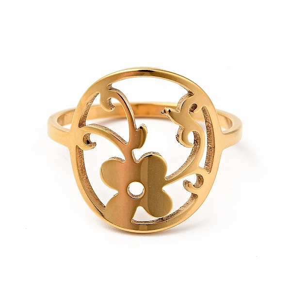 Ионное покрытие (ip) 201 кольцо из нержавеющей стали цветок жизни для женщин