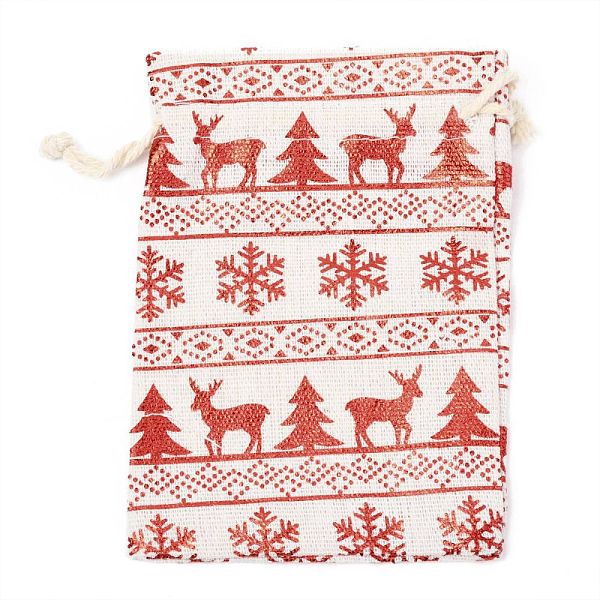 

PandaHall Christmas Theme Cotton Fabric Cloth Bag, Drawstring Bags, for Christmas Party Snack Gift Ornaments, Christmas Themed Pattern...