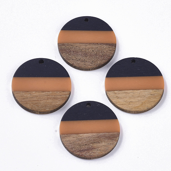 

PandaHall Tri-color Resin & Walnut Wood Pendants, Flat Round, Prussian Blue, 28x3.5mm, Hole: 2mm Resin+Wood Flat Round Blue