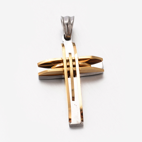 

PandaHall Men's Jewelry 201 Stainless Steel Cross Pendants, Golden, 33.5x22x4.5mm, Hole: 5x6mm 201 Stainless Steel Cross