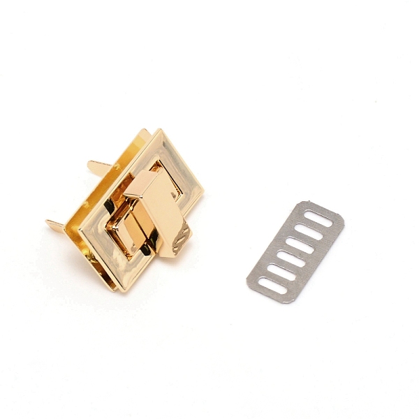 

PandaHall Zinc Alloy Bag Twist Lock Accessories, with Iron Finding, Handbags Turn Lock, Rectangle, Light Gold, 3.2x1.9x0.55cm Alloy