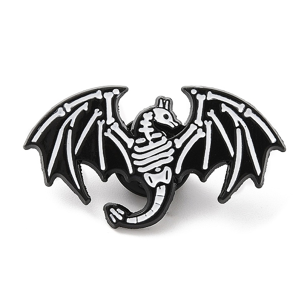 PandaHall Halloween Skeleton Enamel Pins, Electrophoresis Black Alloy Badge for Backpack Clothes, Dinosaur, 19.5x35x1.5mm Alloy+Enamel...