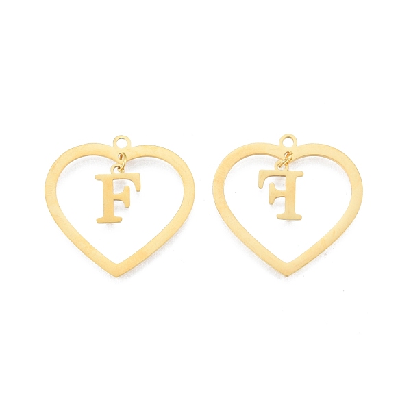 

PandaHall 201 Stainless Steel Pendants, Hollow, Heart with Letter A~Z, Real 18K Gold Plated, Letter.F, 29x29.5x1mm, Hole: 2mm, A~Z...