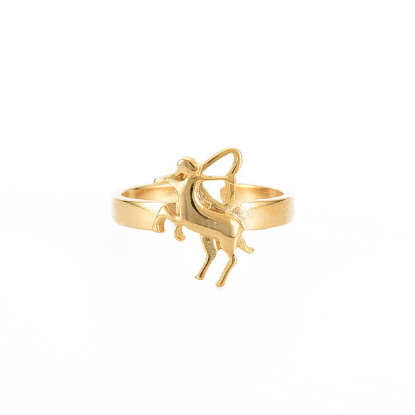 

PandaHall Ion Plating(IP) 304 Stainless Steel 12 Constellations/Zodiac Signs Open Cuff Ring for Women, Nickel Free, Real 18K Gold Plated...