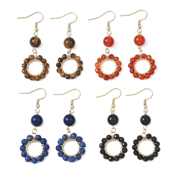 Boucles d'oreilles pendantes rondes en acier inoxydable 304