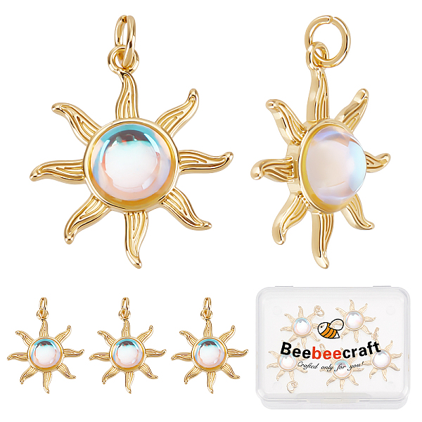 

PandaHall Beebeecraft 1 Box 5Pcs Sun Charms 18K Gold Plated Cat's Eye Glass Celestial Charm Pendants for Jewelry Making Bracelet Necklace...
