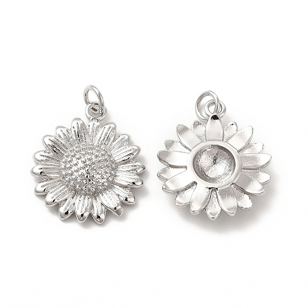 

PandaHall Rack Plating Brass Pendants, with Jump Ring, Cadmium Free & Lead Free, Sunflower Charm, Platinum, 21.5x18.5x4.2mm, Hole: 3.4mm...