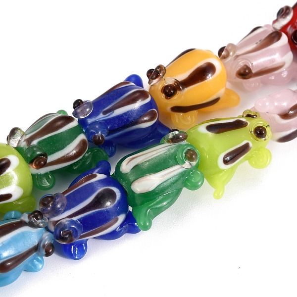 

PandaHall Handmade Lampwork Beads Strands, Cartoon Frog, Colorful, 13.5~15x13~15x8~9mm, Hole: 1.2~2mm, about 25pcs/strand, 13.58 inch...