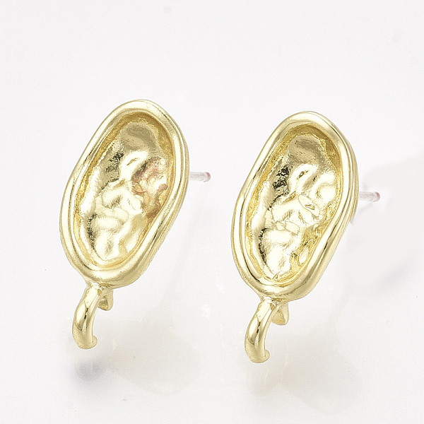 

PandaHall Alloy Stud Earring Findings, with Loop, Raw(Unplated) Pins, Oval, Light Gold, 19x9mm, Hole: 2mm Alloy Oval