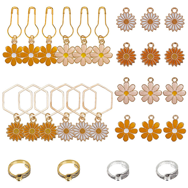 

PandaHall DIY Knitting Tool Kits, including Daisy Alloy Enamel Pendant Stitch Markers, Pendants & Alloy Yarn Guide Finger Holder, Mixed..., Multicolor