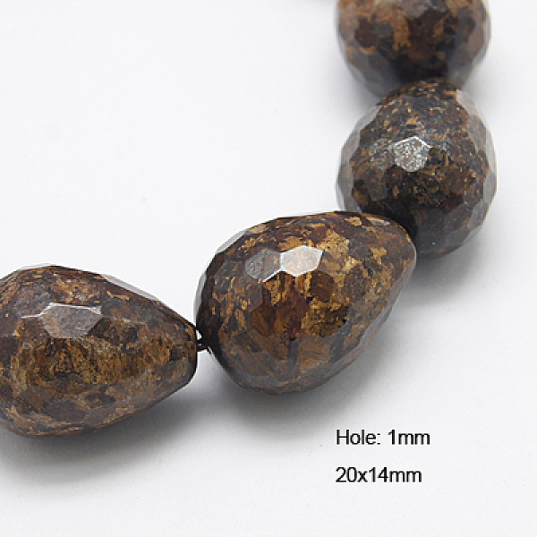 

PandaHall Natural Bronzite Beads Strands, Faceted, teardrop, 20x14mm, Hole: 1mm, about 20pcs/strand, 15.5 inch Bronzite Teardrop Brown