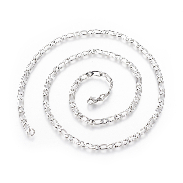 

PandaHall 304 Stainless Steel Figaro Chain Necklaces, with Lobster Claw Clasps, Stainless Steel Color, 23.9 inch(60.8cm), 4mm 304 Stainless...