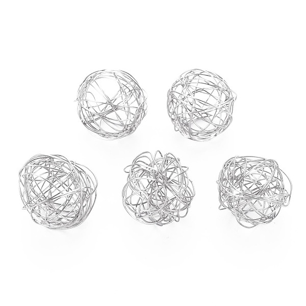 

PandaHall 304 Stainless Steel Beads, Wire Wrapped, Hollow, Round, Stainless Steel Color, 15.5~17mm 304 Stainless Steel Round