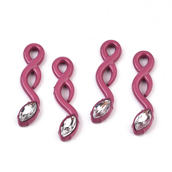 

PandaHall Spray Painted Alloy Pendants, with Glass, Cadmium Free & Lead Free, Pale Violet Red, 29.5x7x4mm, Hole: 2x3mm Alloy Others