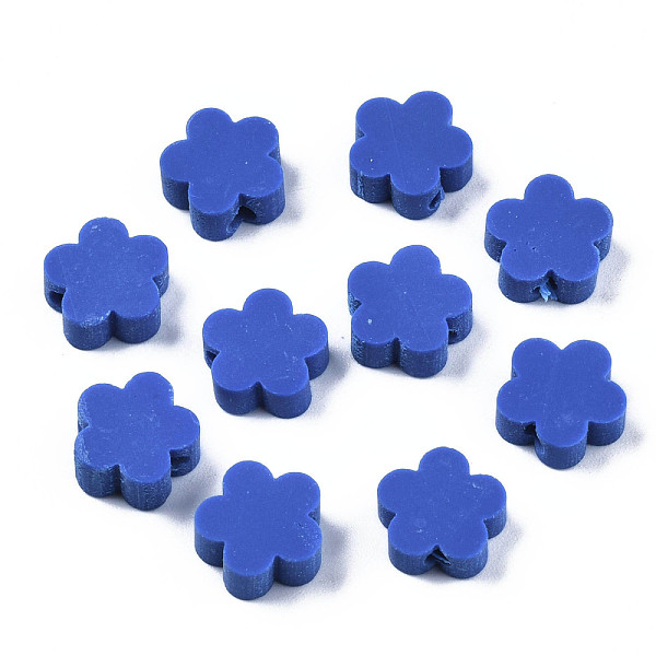 

PandaHall Handmade Polymer Clay Beads, Flower, Royal Blue, 9.5~10x10x3.5~4.5mm, Hole: 1.6mm Polymer Clay Flower