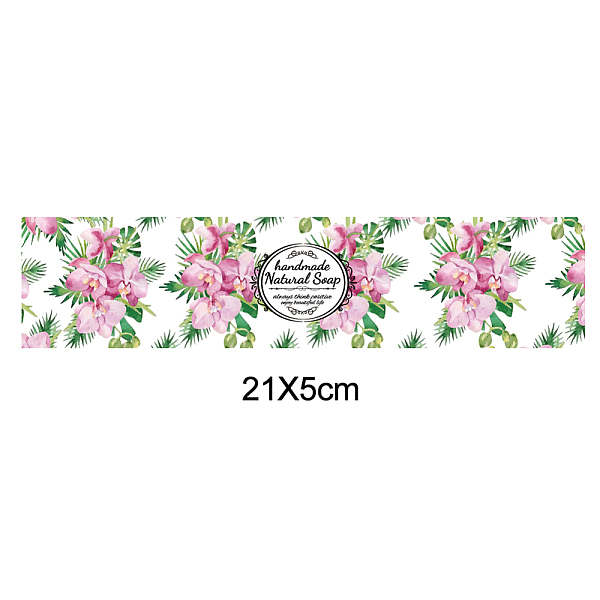 

PandaHall Handmade Soap Paper Tag, Both Sides Coated Art Paper Tape with Tectorial Membrane, Rectangle with Leaf/Flower Pattern & Word, for...