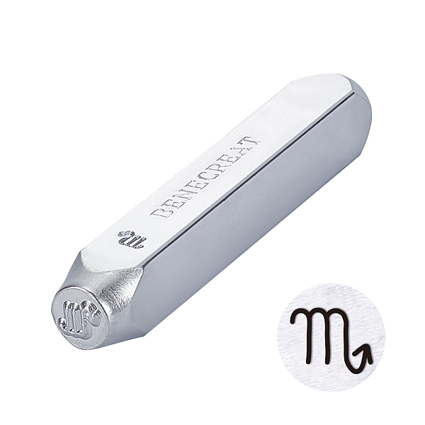 PandaHall Iron Seal Stamps, Stamping Tools, for Leather Craft, 12 Constellations Patterns, Scorpio, 65.5x10mm Iron Scorpio