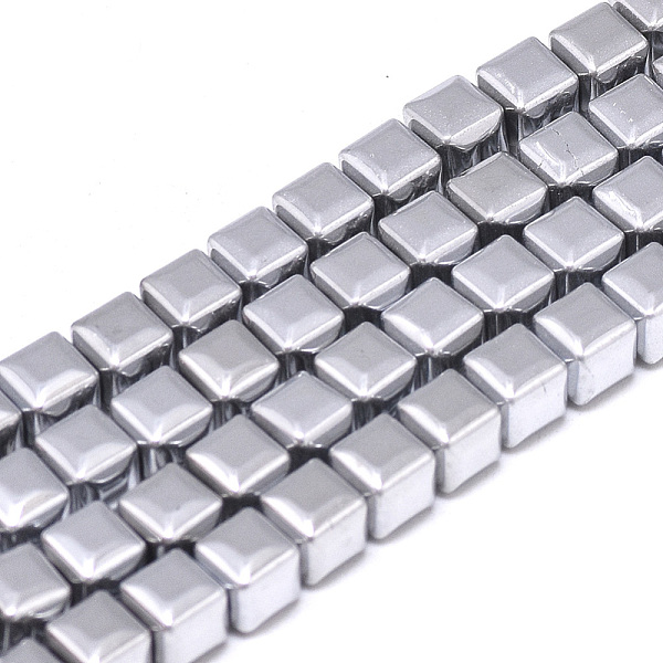 

PandaHall Electroplate Non-magnetic Synthetic Hematite Beads Strands, Faceted Cube, Platinum Plated, 6x6x6mm, Hole: 2mm, about 71pcs/strand...
