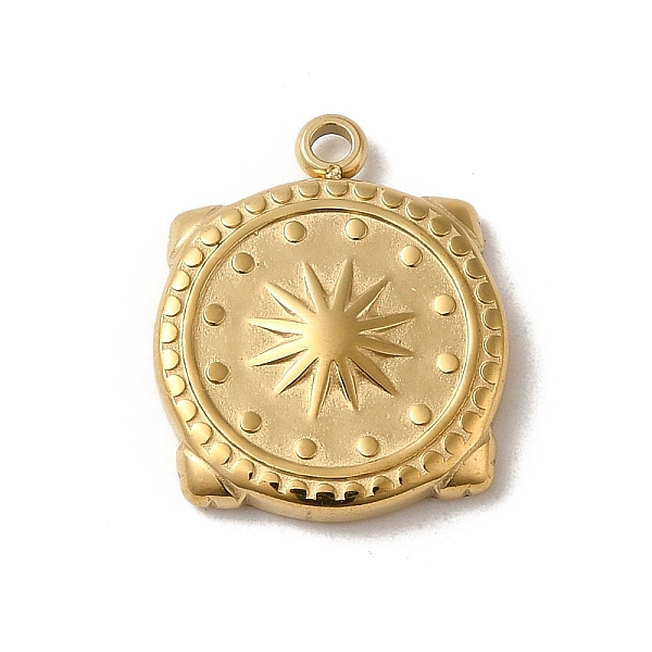 

PandaHall 304 Stainless Steel Pendants, Flat Round with Sun Pattern Charm, Real 14K Gold Plated, 27x14x2.5mm, Hole: 1.6mm 304 Stainless...