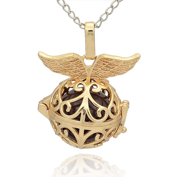 

PandaHall Golden Tone Brass Hollow Round Cage Pendants, with No Hole Spray Painted Brass Ball Beads, DarkSlate Blue, 28x27x20mm, Hole: 3x8mm...